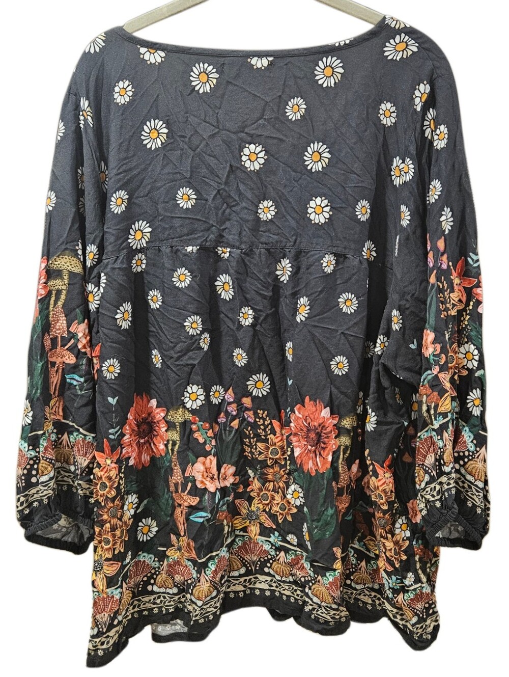 Natural Life Boho Floral Mushroom Tunic Top XXL Black - Picture 3 of 6